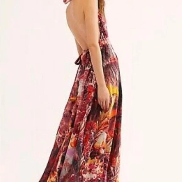 Free People Mika Maxi Dress Sunset Dreams Combo Halter Dress. Sz L - Picture 4 of 16